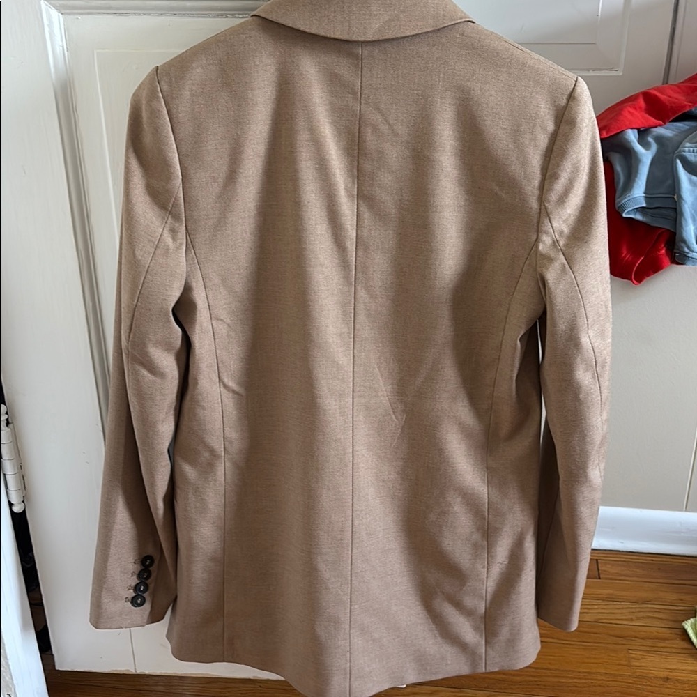 H&M Tan Double-Breasted Blazer Structured Suit Jacket - Picture 3 of 3